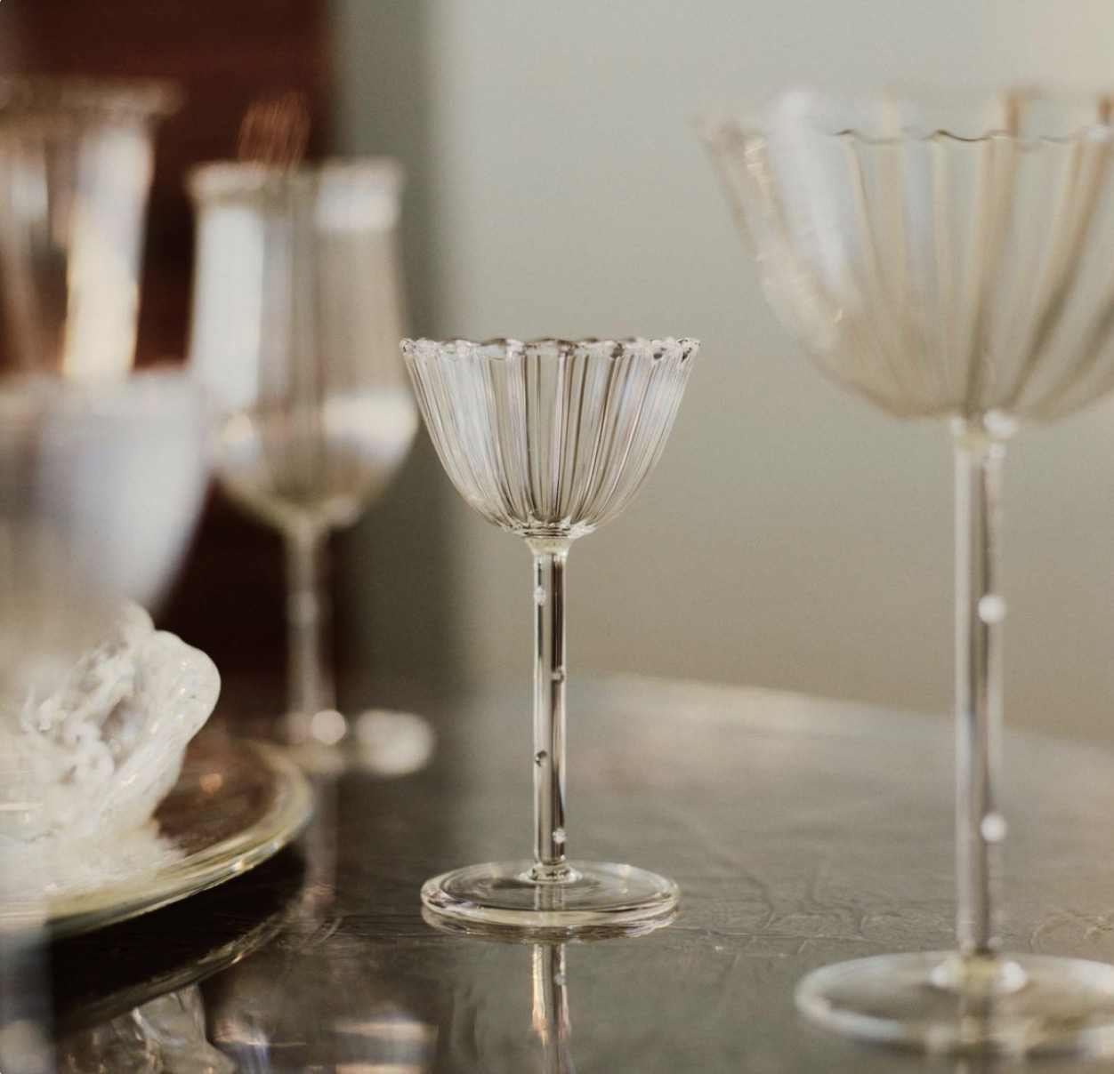 Etched Stem Glasses