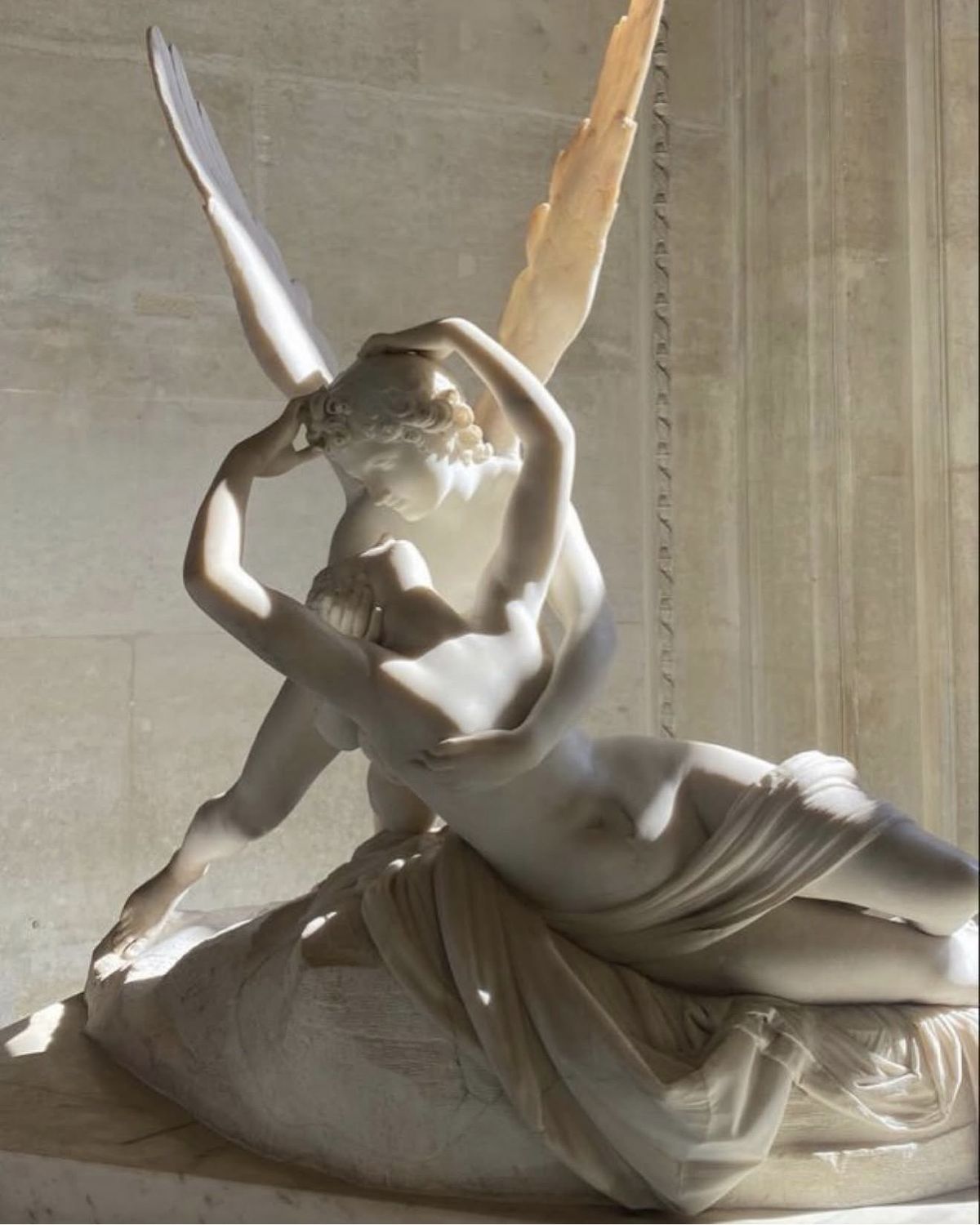 Marble sculpture of Psyche and the winged Eros